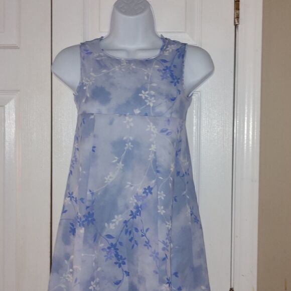 American Girl bluish purple floral sleeveless dress Spring Easter dance Sz 7 - Picture 3 of 7